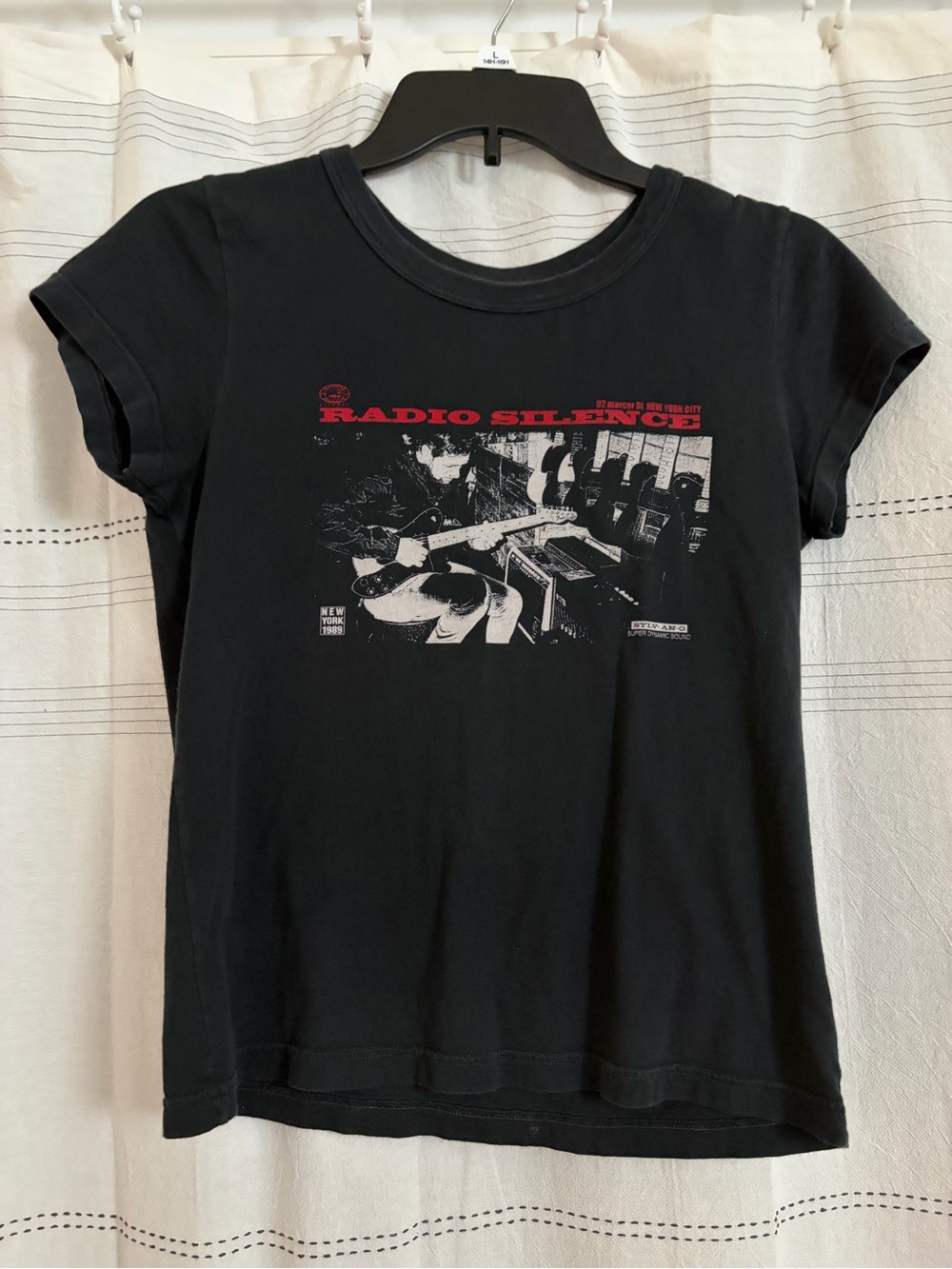 Brandy Melville Radio Silence Black Graphic Baby Tee